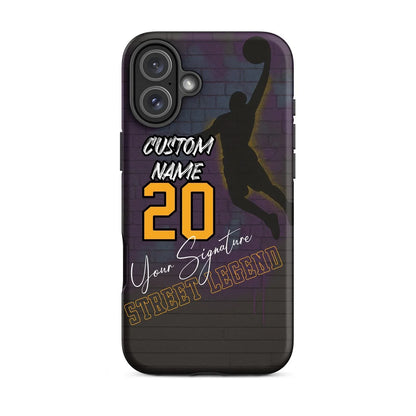 Custom Basketball Graffiti Phone Case for iPhone – Slam Dunk Design with Name, Number & Signature - ClutchCase